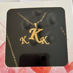 Gold Tone “K” Initial Necklace